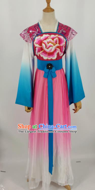 China Shaoxing Opera Diva Pink Dress Peking Opera Hua Tan Garment Costumes Ancient Goddess Clothing