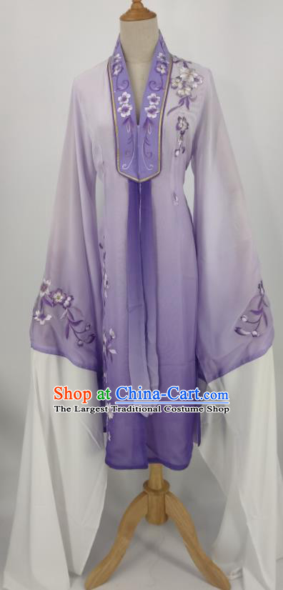 China Shaoxing Opera Actress Violet Water Sleeve Outer Garment Peking Opera Diva Costume Ancient Princess Clothing