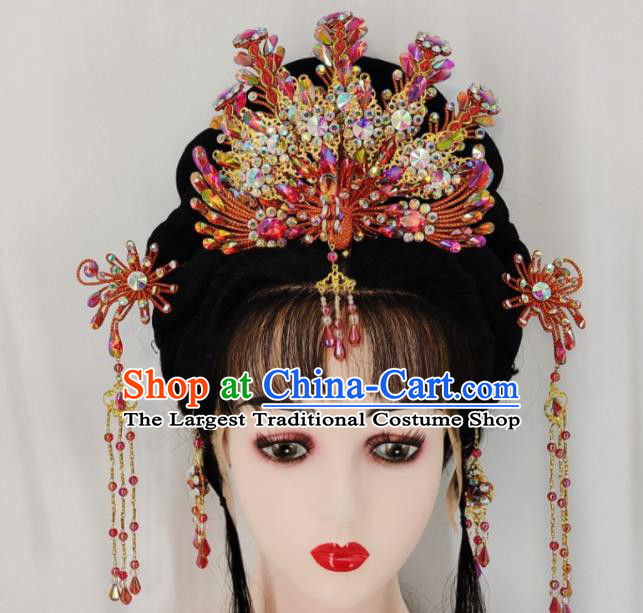 Chinese Traditional Opera Princess Hair Accessories Huangmei Opera Fairy Headdress Beijing Opera Hua Tan Phoenix Crown