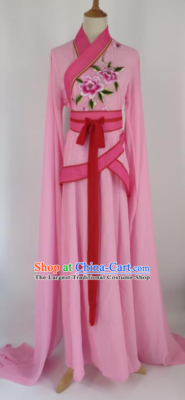 China Peking Opera Country Woman Costume Ancient Palace Lady Clothing Shaoxing Opera Servant Girl Pink Dress