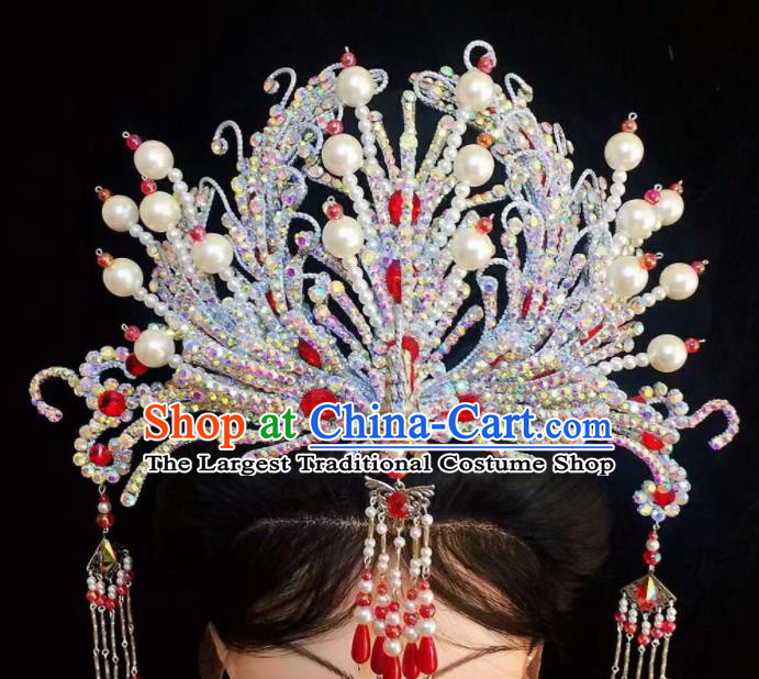Chinese Shaoxing Opera Empress Phoenix Crown Beijing Opera Hua Tan Headpiece Traditional Opera Princess Hair Accessories