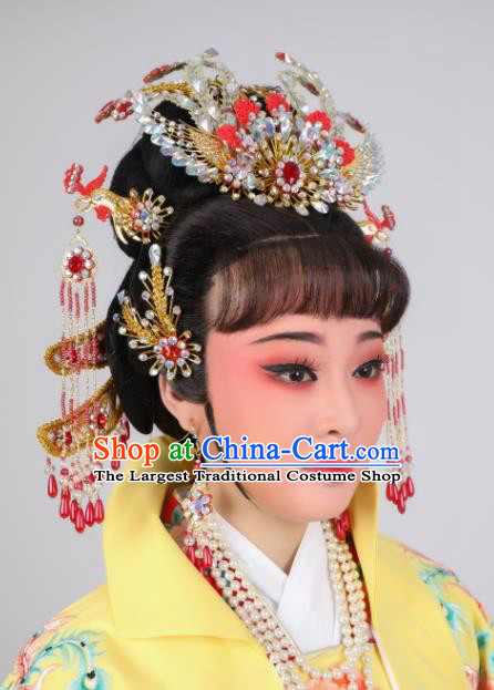 Chinese Shaoxing Opera Empress Headdress Beijing Opera Hua Tan Hairpieces Traditional Opera Queen Hair Accessories