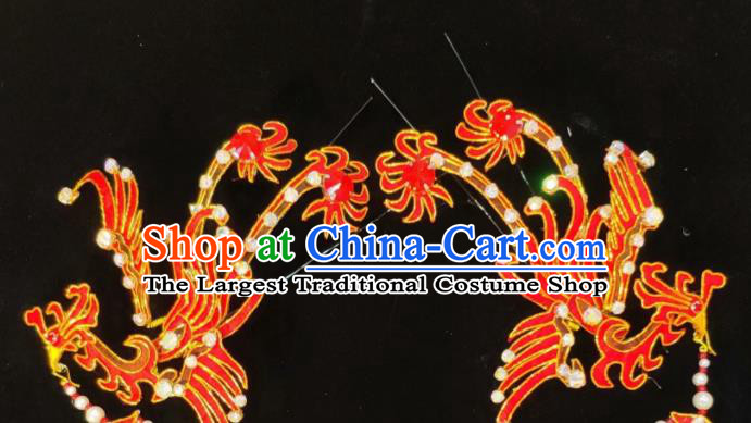 Chinese Beijing Opera Hua Tan Red Phoenix Hairpins Traditional Opera Hair Accessories Shaoxing Opera Princess Headdress