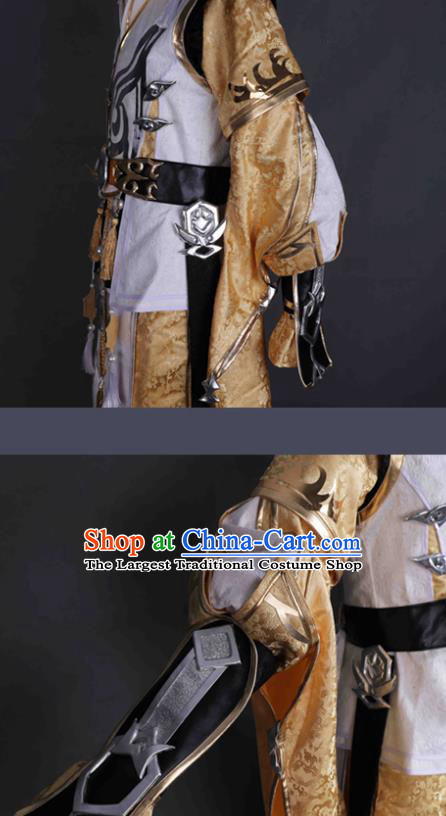 Chinese Game Jian Xia Qing Yuan Young Knight Apparel Ancient Noble Childe Garment Costumes Cosplay Swordsman Golden Clothing