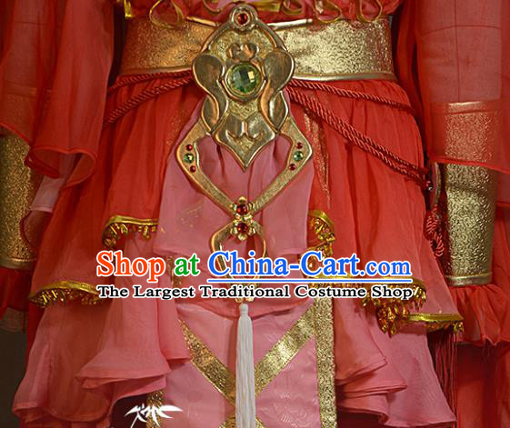 Chinese Ancient Female Swordsman Clothing Gama Jian Xia Qing Yuan Xiu Niang Red Dress Cosplay Fairy Garment Costumes
