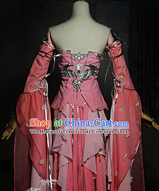 Chinese Game Jian Xia Qing Yuan Xiu Niang Pink Dress Cosplay Noble Lady Garment Costumes Ancient Female Swordsman Clothing
