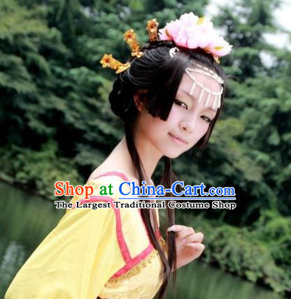Chinese Ancient Wan An Princess Headpieces Tang Dynasty Palace Lady Hairpins Cosplay Hair Accessories