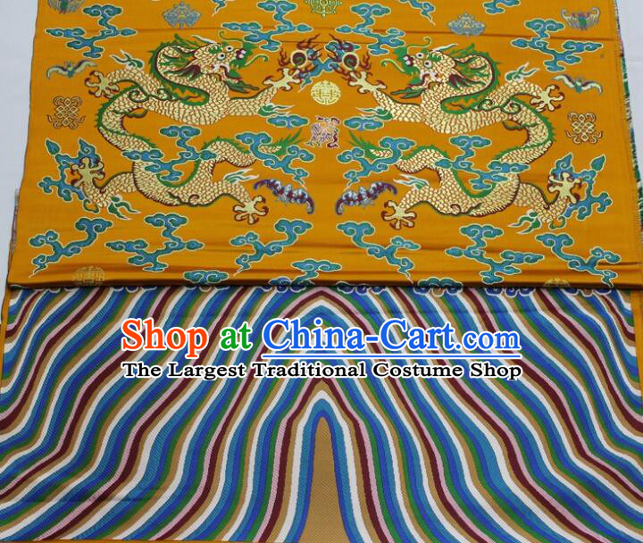 China Traditional Imperial Robe Drapery Royal Dragons Pattern Golden Brocade Fabric Ancient Costumes Silk Fabrics