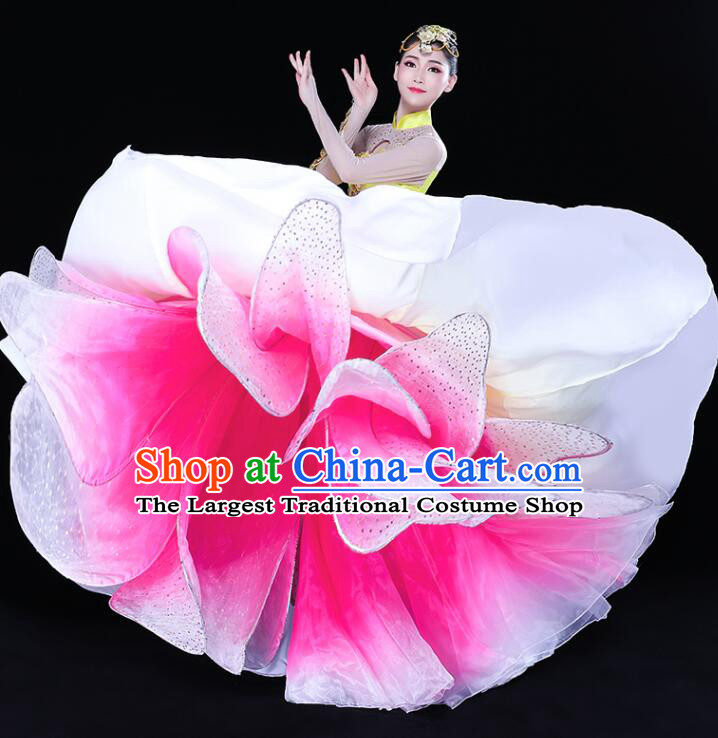 Traditional Chinese Lotus Dance Costume Flower Petals Dance Clothing Modern Dance Frock Opening Dance Dress for Women