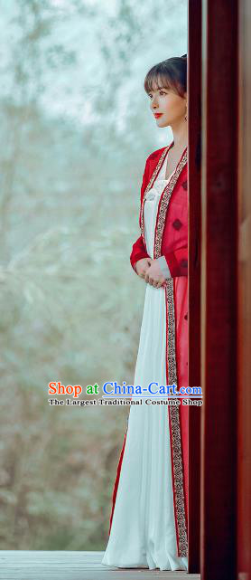 Chinese Ancient Young Beauty Replica Costumes Servant Woman Dress Clothing Wuxia TV Series Sword Snow Stride Garment