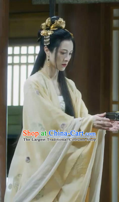 Chinese Young Beauty Yellow Dress Costume TV Series Sword Snow Stride Garments Ancient Female Swordsman Clothing