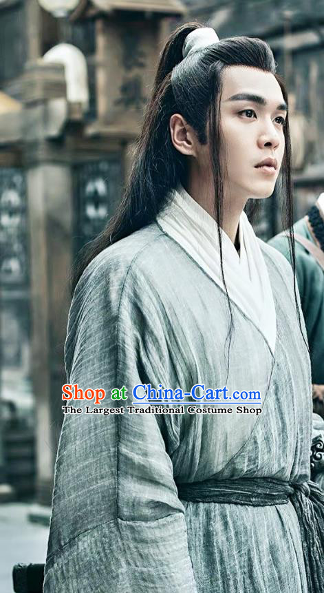 Chinese Ancient Swordsman Grey Clothing Wuxia Young Knight Costume TV Series Sword Snow Stride Xu Feng Nian Garments