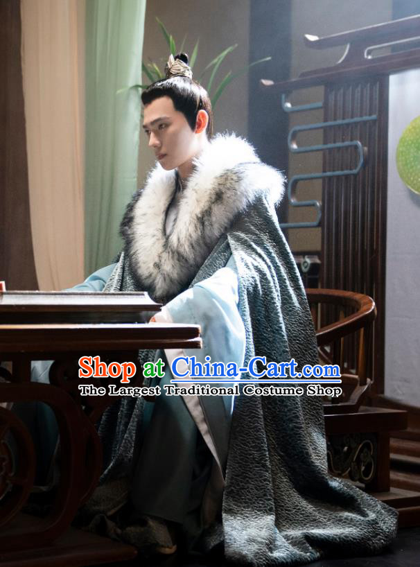 Chinese Wuxia TV Series Noble Childe Clothing Ancient Prince Winter Cloak Qie Shi Tian Xia Feng Lan Xi Long Cape