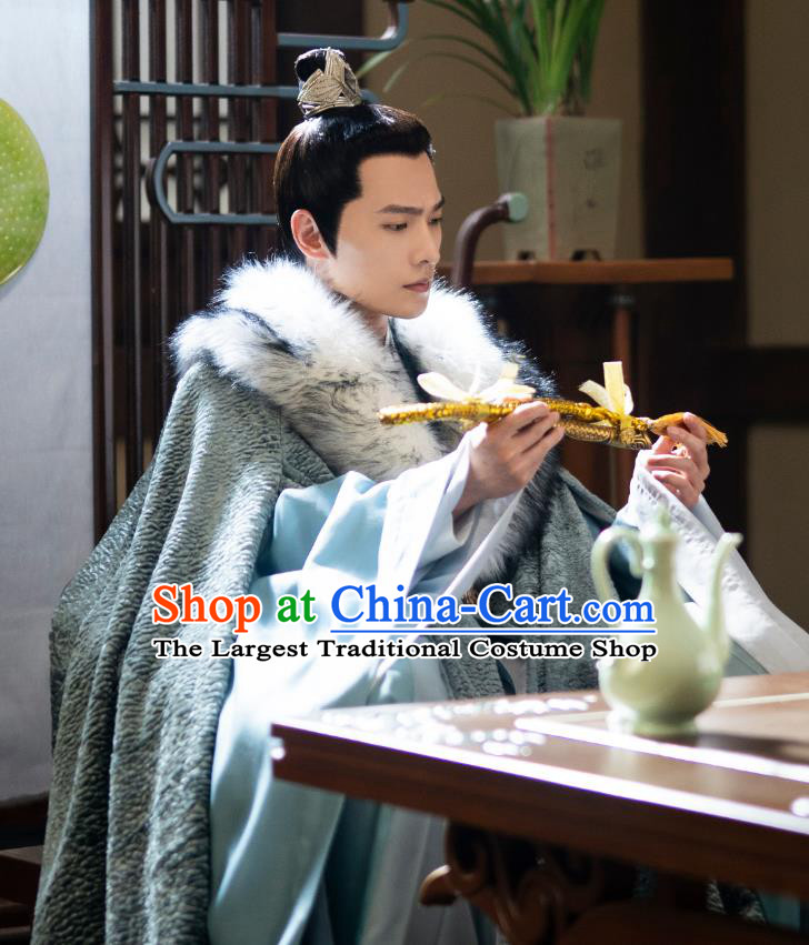 Chinese Wuxia TV Series Noble Childe Clothing Ancient Prince Winter Cloak Qie Shi Tian Xia Feng Lan Xi Long Cape