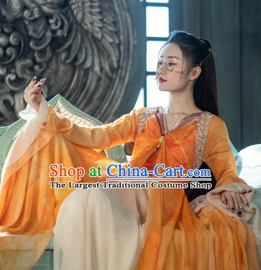 Chinese Ancient Fairy Ginger Dress Clothing Xian Xia Demon Peri Apparel TV Series The Blue Whisper Princess Shun De Garment Costumes