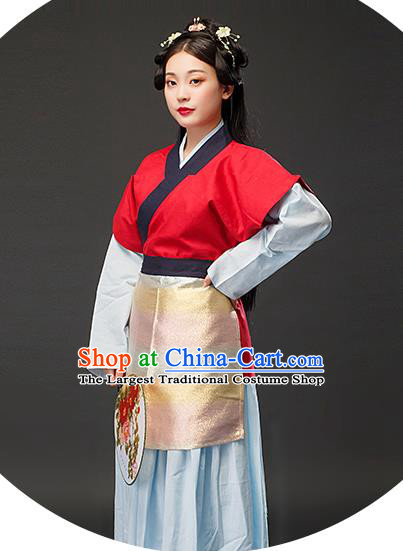Chinese Traditional Lady Shopkeeper Costume Ming Dynasty Country Woman Dress Ancient TV Series My Owned Swordman Tong Xiangyu Clothing