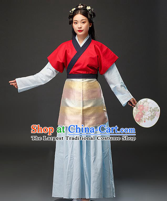 Chinese Traditional Lady Shopkeeper Costume Ming Dynasty Country Woman Dress Ancient TV Series My Owned Swordman Tong Xiangyu Clothing