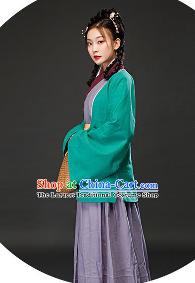 Chinese Ancient TV Series My Owned Swordman Guo Furong Clothing Traditional Servant Girl Costume Ming Dynasty Country Woman Dress