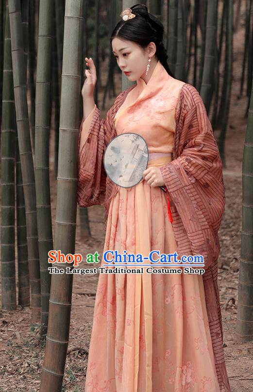 Chinese Traditional Xian Xia Fairy Costume Jin Dynasty Young Beauty Orange Dress Ancient TV Series Swordswoman Clothing