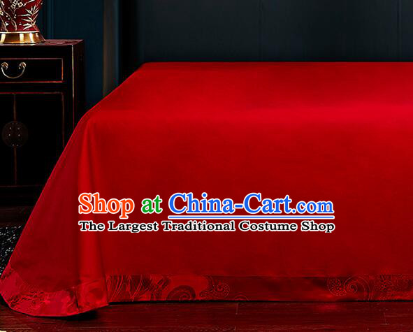 Chinese Wedding Bedclothes Top Embroidery Dragon and Phoenix Red Four Pieces Set Long Staple Cotton Bedding Items