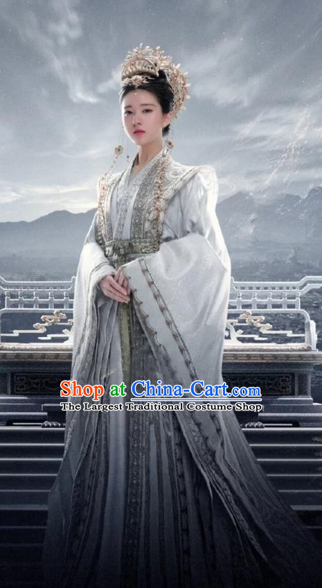 Chinese Noble Queen Garment Costumes Ancient Empress Clothing Wuxia TV Series Qie Shi Tian Xia Monarchess Feng Xi Yun Dresses