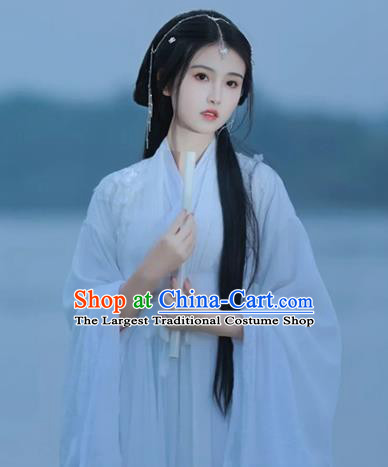 Chinese Ancient Fairy Clothing Traditional White Hanfu Dress Jin Dynasty Princess Garment Costumes