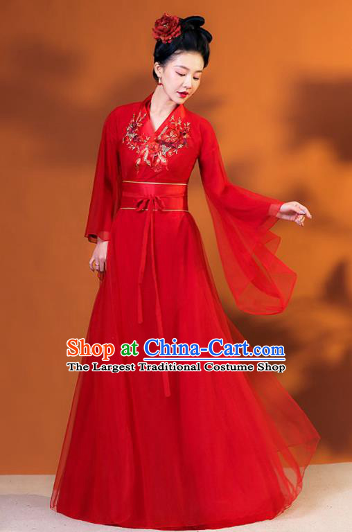 Chinese Classical Dance Red Dress TV Series Fairy Garment Costume Ancient Princess Clothing