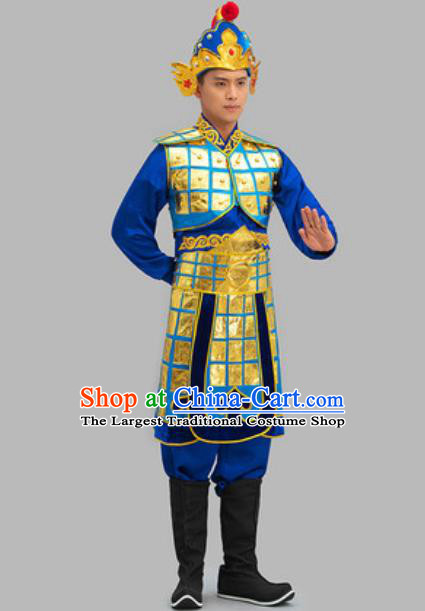 Chinese Song Dynasty Warrior Garment Costumes Traditional Armor and Helmet Ancient Soldier Clothing