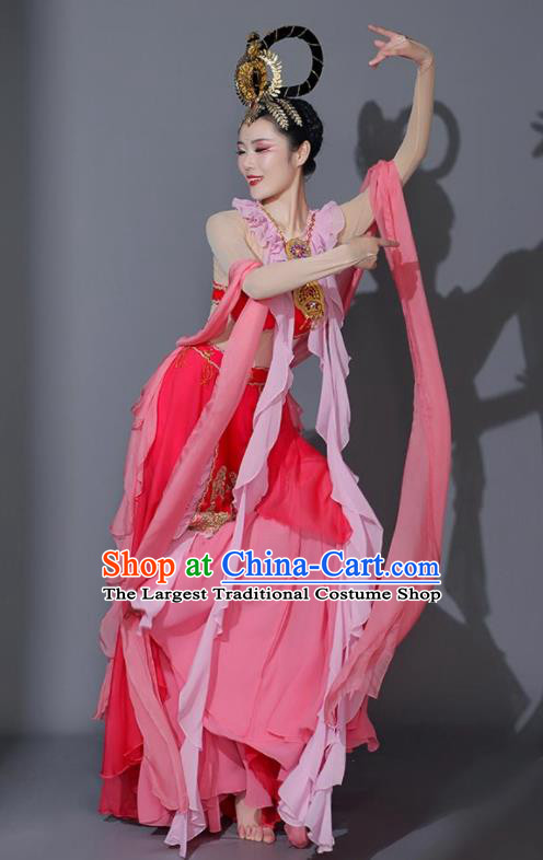Chinese Chang E Flying Moon Costumes Goddess Dance Pink Dress Dancing Competition Clothing Classical Dance Garment