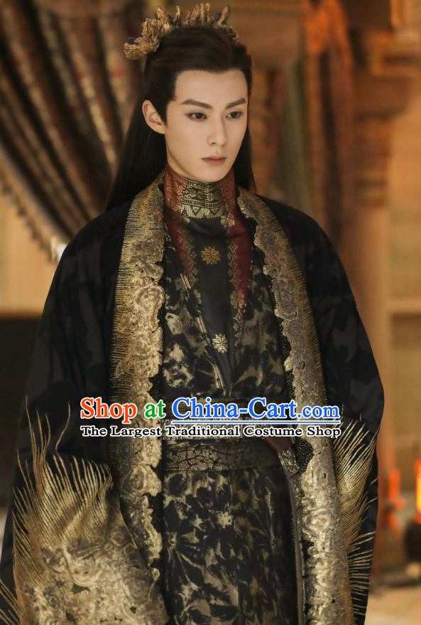 Chinese Love Between Fairy and Devil Dong Fang Qing Cang Garment Costumes Ancient King Black Clothing
