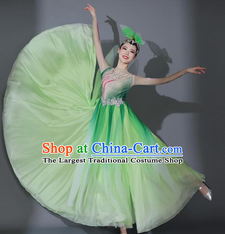 Chinese Classical Dance Clothing Stage Performance Costume Modern Dance Garment Opening Dance Green Veil Dress