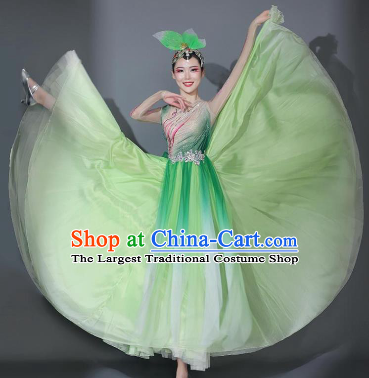 Chinese Classical Dance Clothing Stage Performance Costume Modern Dance Garment Opening Dance Green Veil Dress