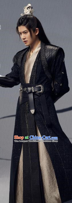Chinese TV Series The Blue Whisper Chang Yi Garment Costumes Swordsman Black Apparels Ancient Young Childe Clothing