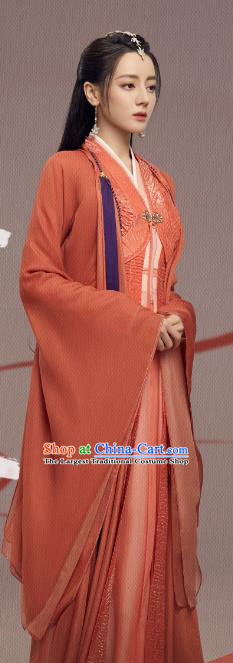 Chinese Ancient Fairy Clothing TV Series The Blue Whisper Ji Yun He Garment Costumes Swordswoman Red Dress