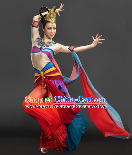 Chinese Goddess Dance Chang E Red Suit Dunhuang Flying Apsaras Dance Garment Costume Classical Dance Dress