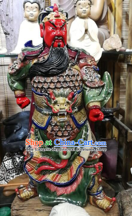Chinese Shiwan Pottery Handicraft Masterpiecs Chinese Guan Gong Guan Yu Statue