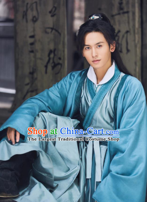 Chinese Traditional Childe Blue Hanfu Clothing Wu Xia Series Word Of Honor Zhou Xu Garments Ancient Swordsman Costumes