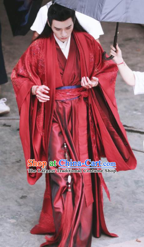 Chinese Traditional Wu Xia Childe Hanfu Clothing Series Word Of Honor Wen Kexing Garments Ancient Swordsman Red Costumes