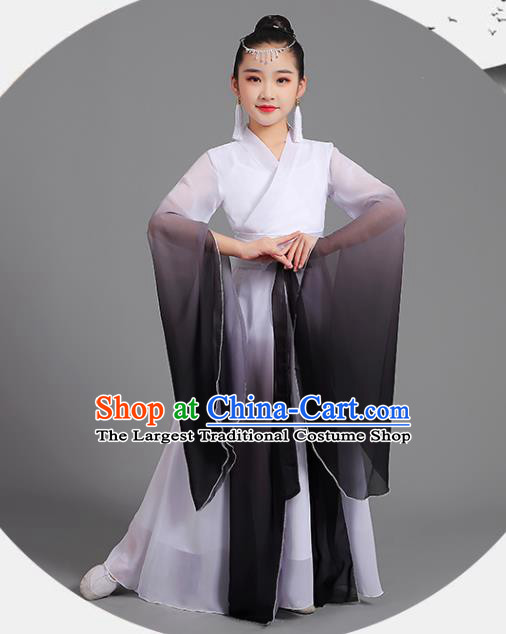 Chinese Water Sleeve Clothing Professional Classical Dance Black Dress Children Stage Performance Garment Costume