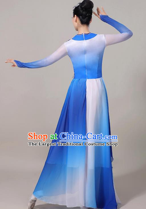 Chinese Classical Dance Clothing Professional Opening Dance Garment Modern Dance Blue Dress