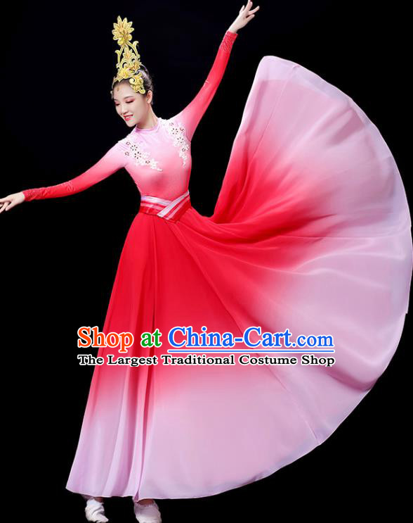 Chinese Spring Festival Gala Opening Dance Garment Classical Dance Clothing Professional Modern Dance Red Dress and Headpiece