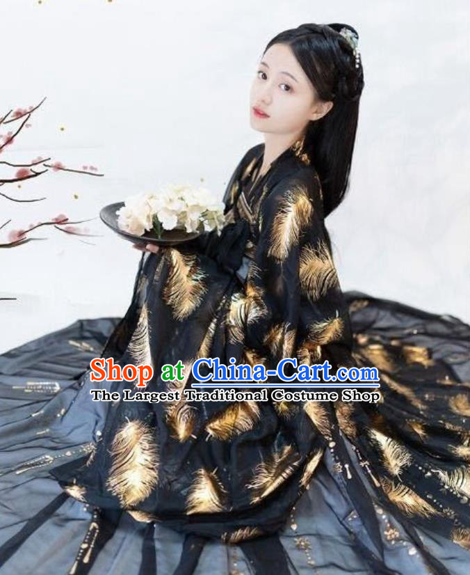 Traditional Chinese Hanfu Dress Tang Dynasty Princess Black Clothing Ancient Nobility Lady Historical Costumes