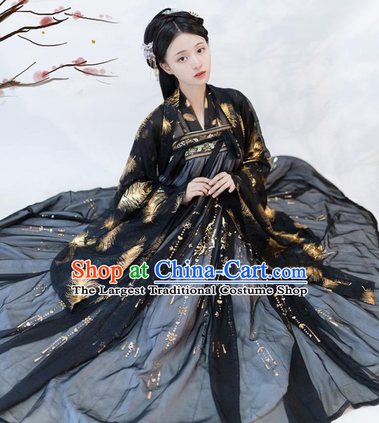 Traditional Chinese Hanfu Dress Tang Dynasty Princess Black Clothing Ancient Nobility Lady Historical Costumes