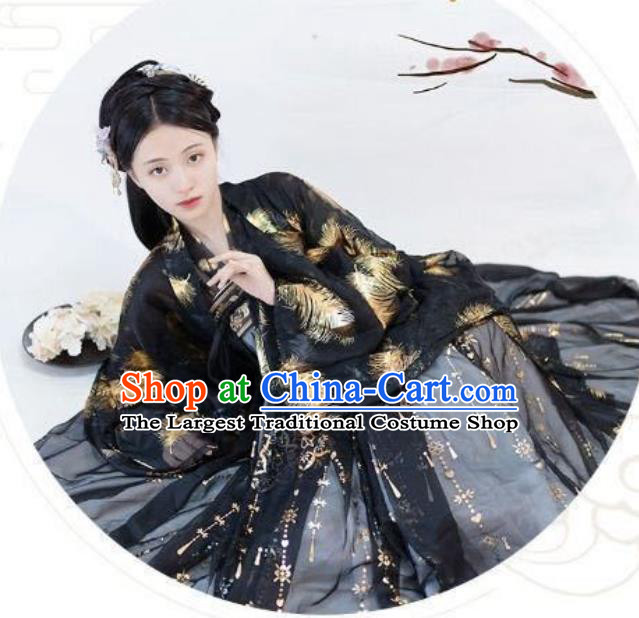 Traditional Chinese Hanfu Dress Tang Dynasty Princess Black Clothing Ancient Nobility Lady Historical Costumes