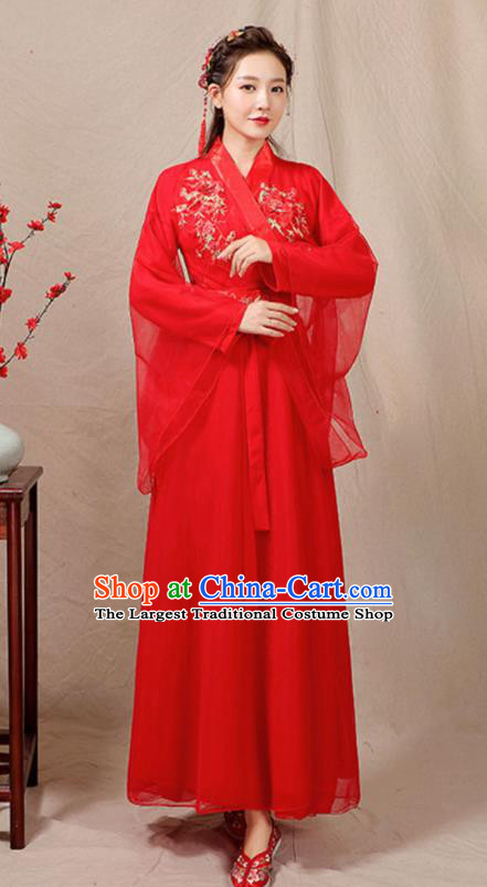 China Classical Dance Clothing Ancient Hanfu Fairy Dance Costume Umbrella Dance Red Dress
