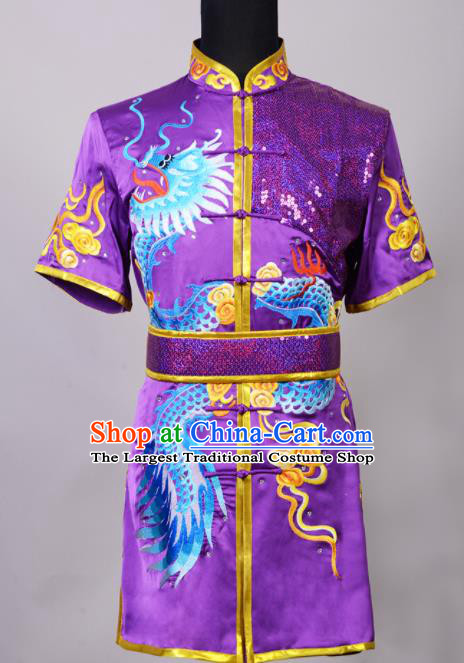 Chinese Martial Arts Changquan Uniforms Best Kung Fu Costumes Traditional Competition Clothing Embroidered Dragon Purple Outfit