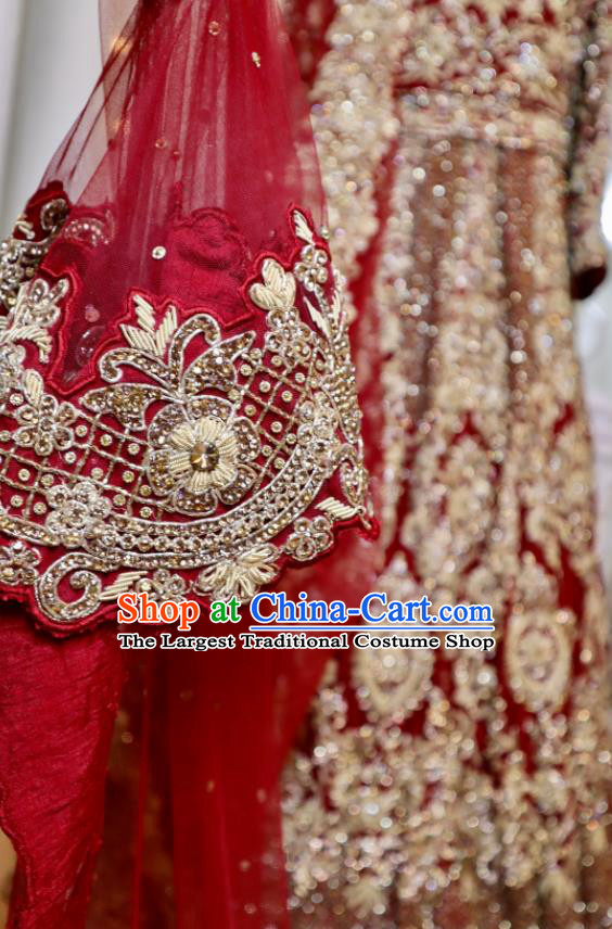 Indian Wedding Dress Traditional Garment Costumes India Bride Embroidered Clothing