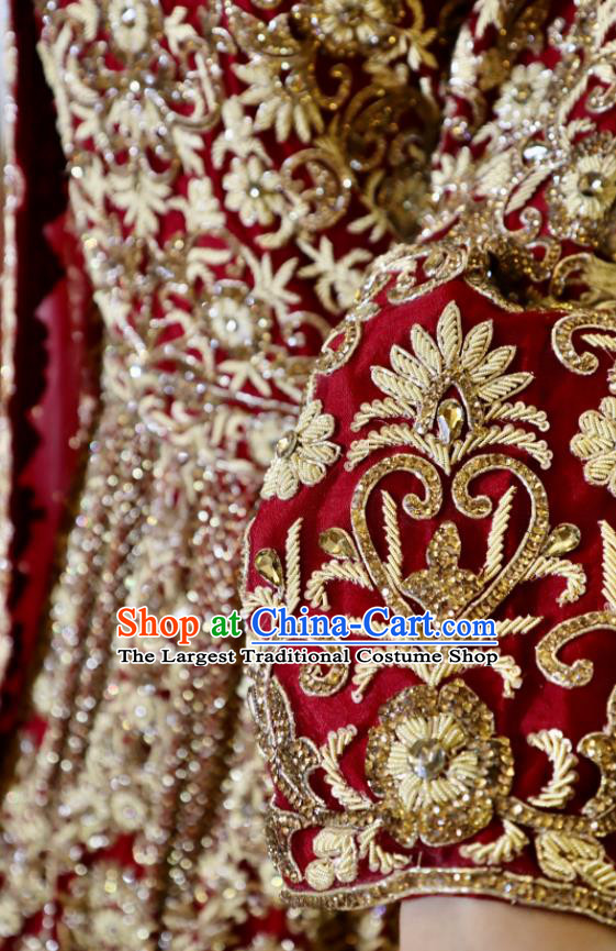 Indian Wedding Dress Traditional Garment Costumes India Bride Embroidered Clothing
