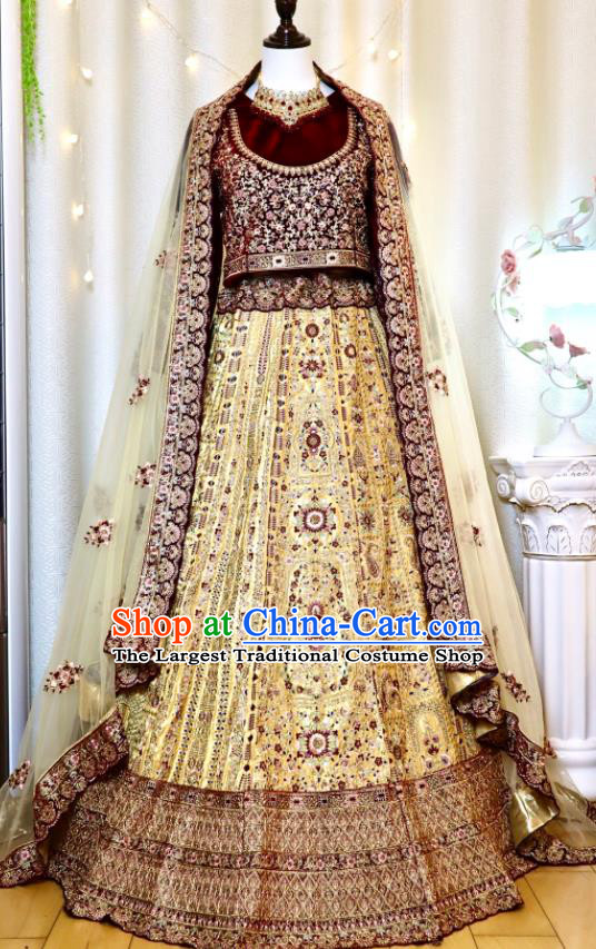 Indian Traditional Garment Costumes Wedding Dress Top Embroidered Lengha Outfit India Bride Clothing