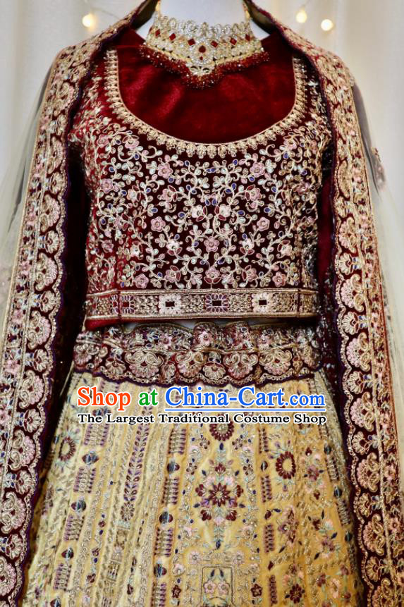 Indian Traditional Garment Costumes Wedding Dress Top Embroidered Lengha Outfit India Bride Clothing